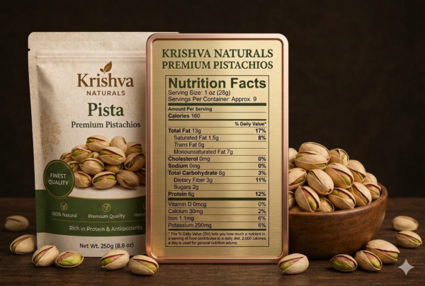 Krishva Naturals Premium Plain Pista (250g) | Handpicked, Raw California Pistachios)