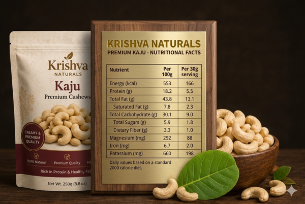 Krishva Naturals Premium Kaju (250g) | Whole Whole Cashews, Plump & Creamy W240 Grade