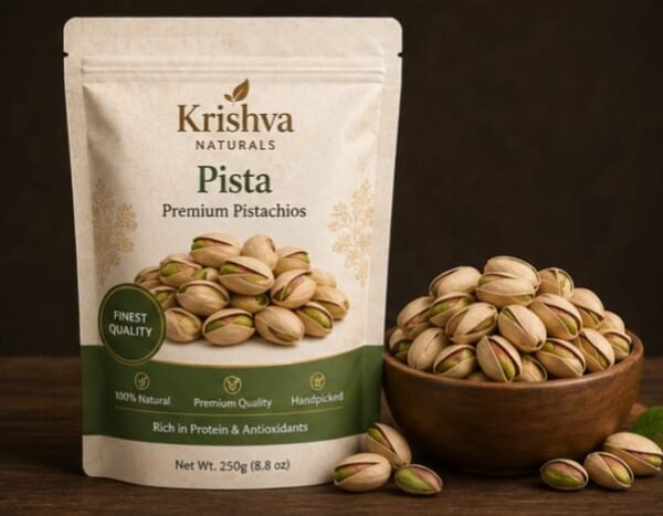 Krishva Naturals Premium Plain Pista (250g) | Handpicked, Raw California Pistachios)