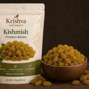 Krishva Naturals Premium Green Kishmish (250g) | Handpicked, 100% Natural Raisins