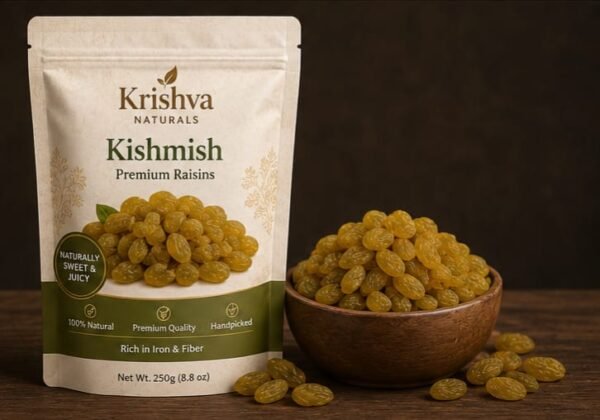 Krishva Naturals Premium Green Kishmish (250g) | Handpicked, 100% Natural Raisins